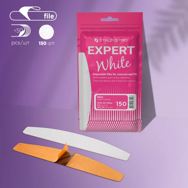 150 Limas Desechables Blancas Para Lima De Uñas En Forma De Media Luna 150 EXPERT 42 (50 Uds.) Staleks