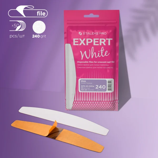 240 Limas desechables blancas para lima de uñas en forma de media luna 240 EXPERT 42 (50 piezas) Staleks