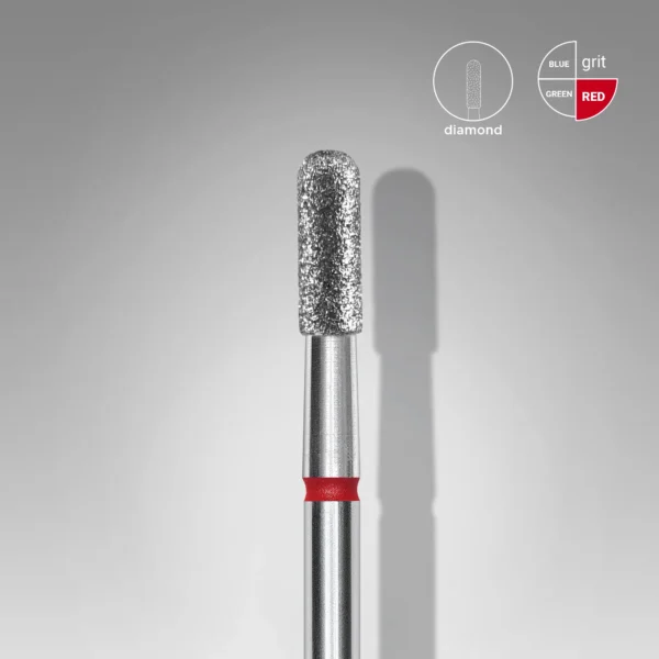 34 Fresa manicura Diamante Cilíndrica Redondeada Roja EXPERT, Diámetro De 2,3 Mm / Parte De Trabajo De 6,5 Mm Staleks #34